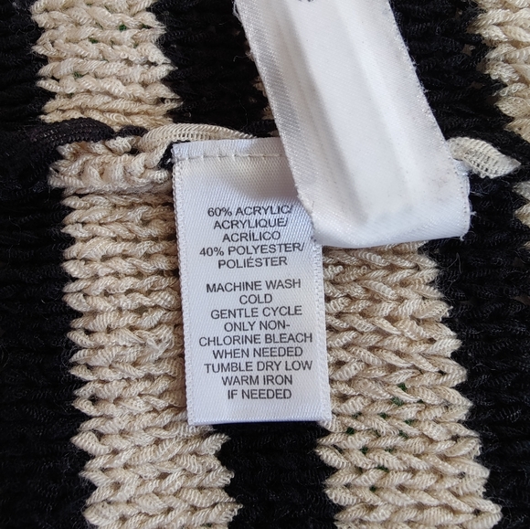 Black and Oatmeal Striped Open Front Cardigan Size Small | Ann Taylor Loft - Picture 8 of 11